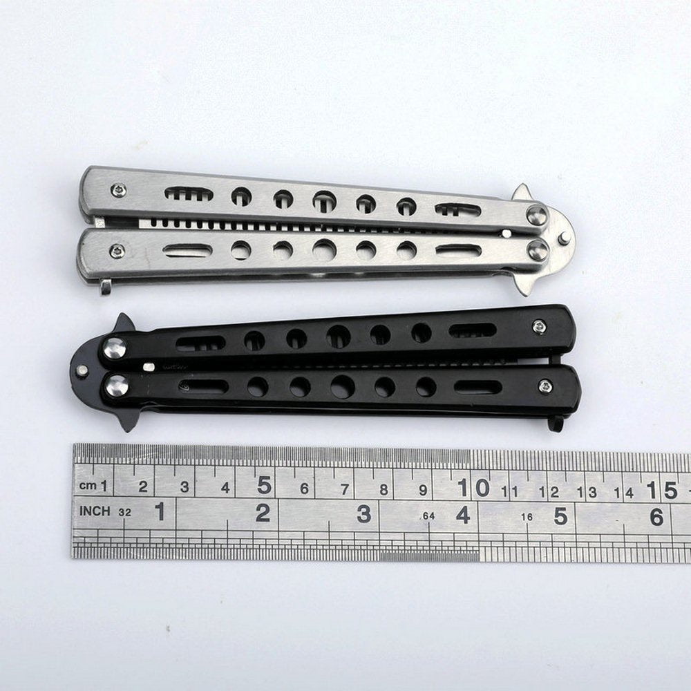 Foldable Knife Butterfly Knife Beginner Stainless Steel Training Butterfly Role Play Knife Without Edge Blunt Tool