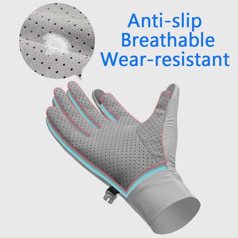 Summer Full Finger Gloves For Men Elastic Anti-slip Anti-UV Sun-proof Non-slip Fishing Riding Cycling Breathable Gloves