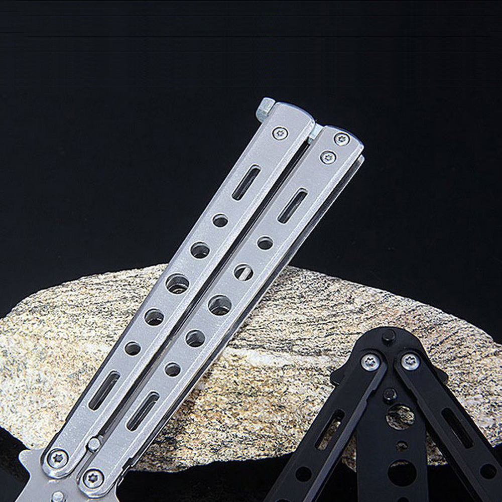Foldable Knife Butterfly Knife Beginner Stainless Steel Training Butterfly Role Play Knife Without Edge Blunt Tool