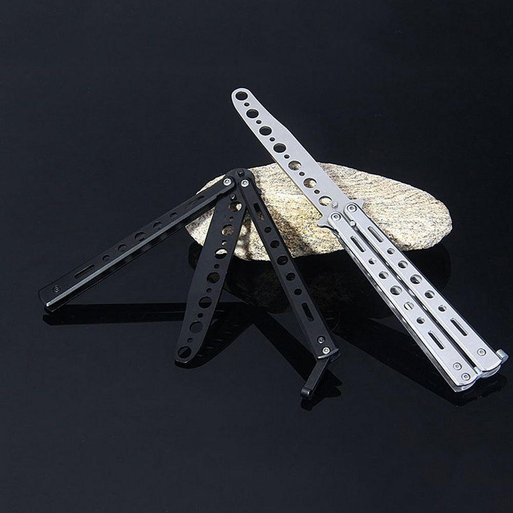 Foldable Knife Butterfly Knife Beginner Stainless Steel Training Butterfly Role Play Knife Without Edge Blunt Tool